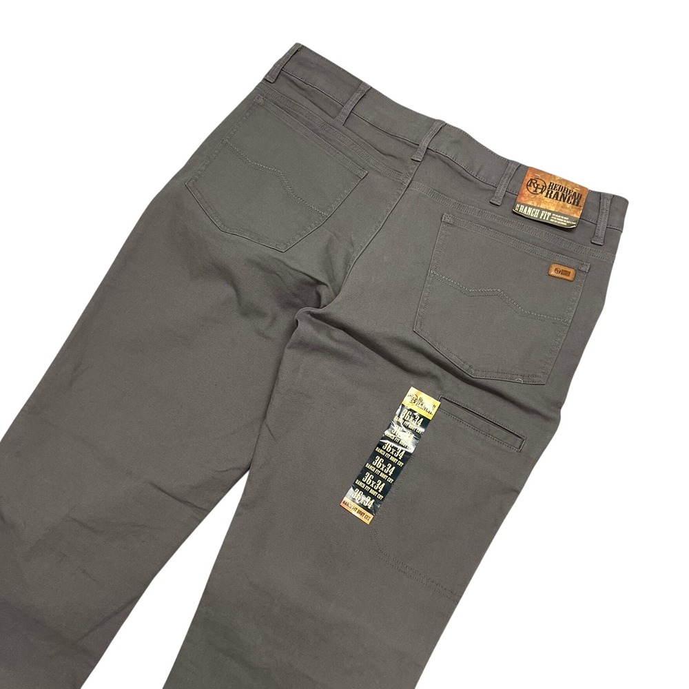RedHead Ranch Mens Boot Cut Canvas Pants Granite Grey 36x34 Double Knee Workwear